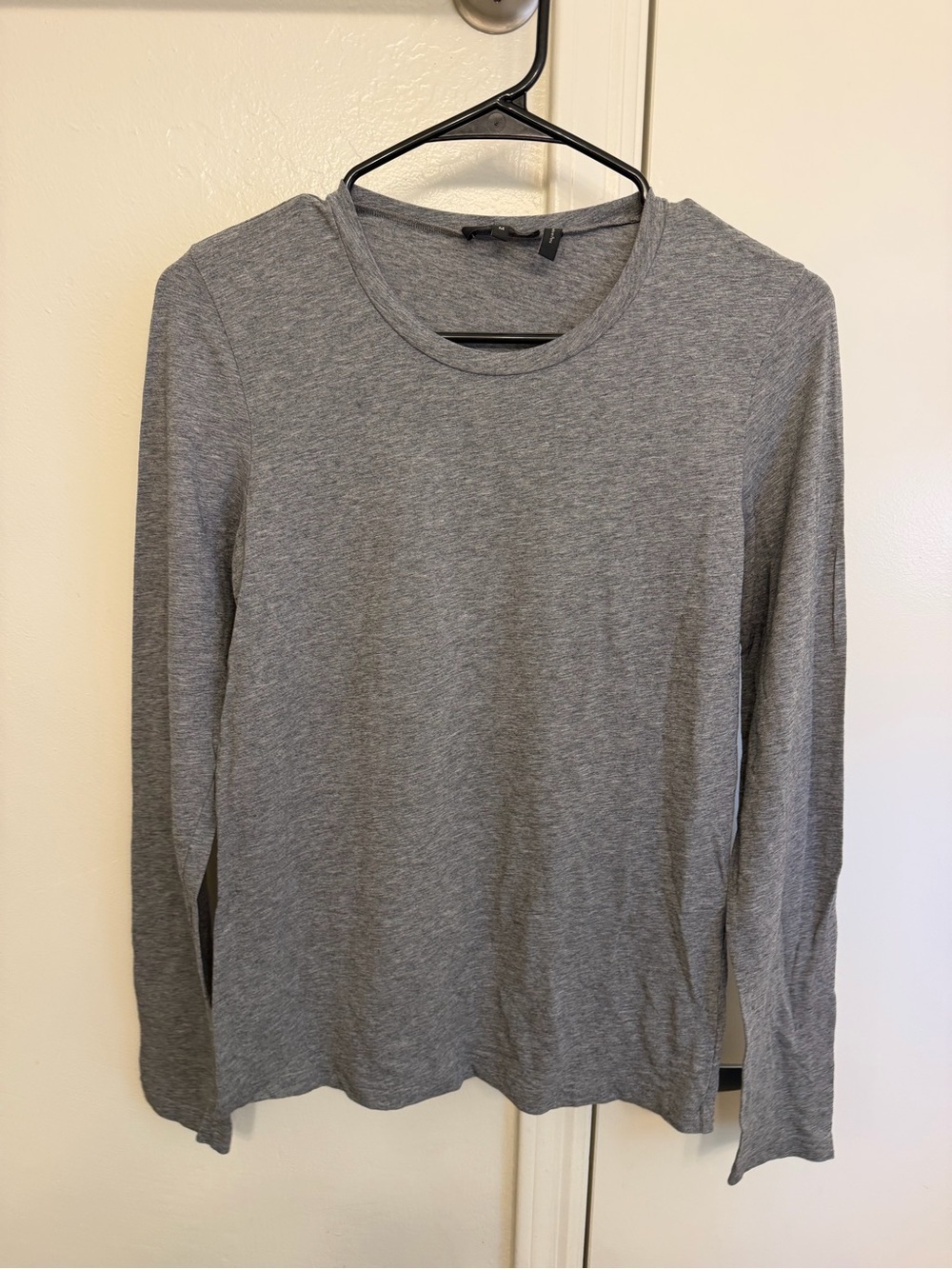 Theory Gray Long Sleeve Crewneck Long Sleeve Cotton Shirt Size Medium